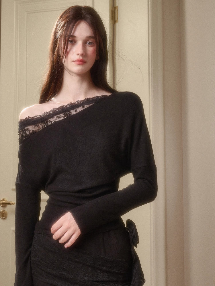 Breathe Lace Off-Shoulder Blouse & Skirt Set