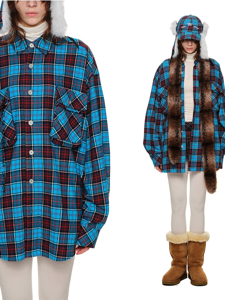 Plaid Brushed Loose Shirt