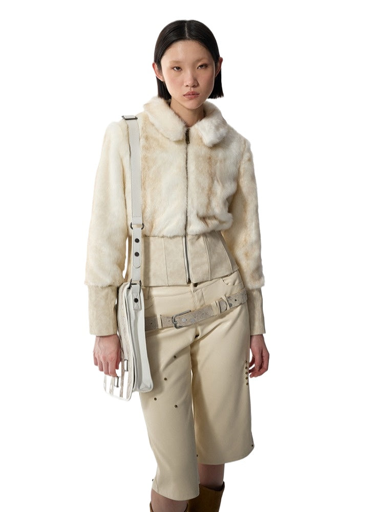 Eco-friendly Slim-Fit Leather Panel Jacket