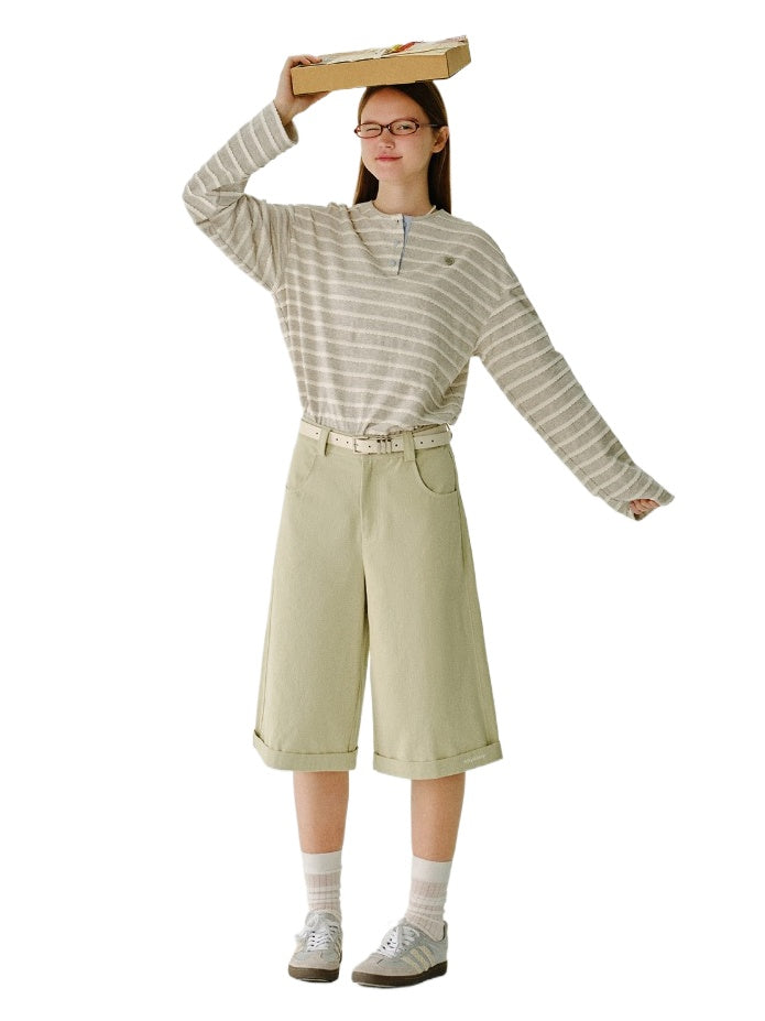 Pure Cotton Wide-Legged 5-Point Shorts