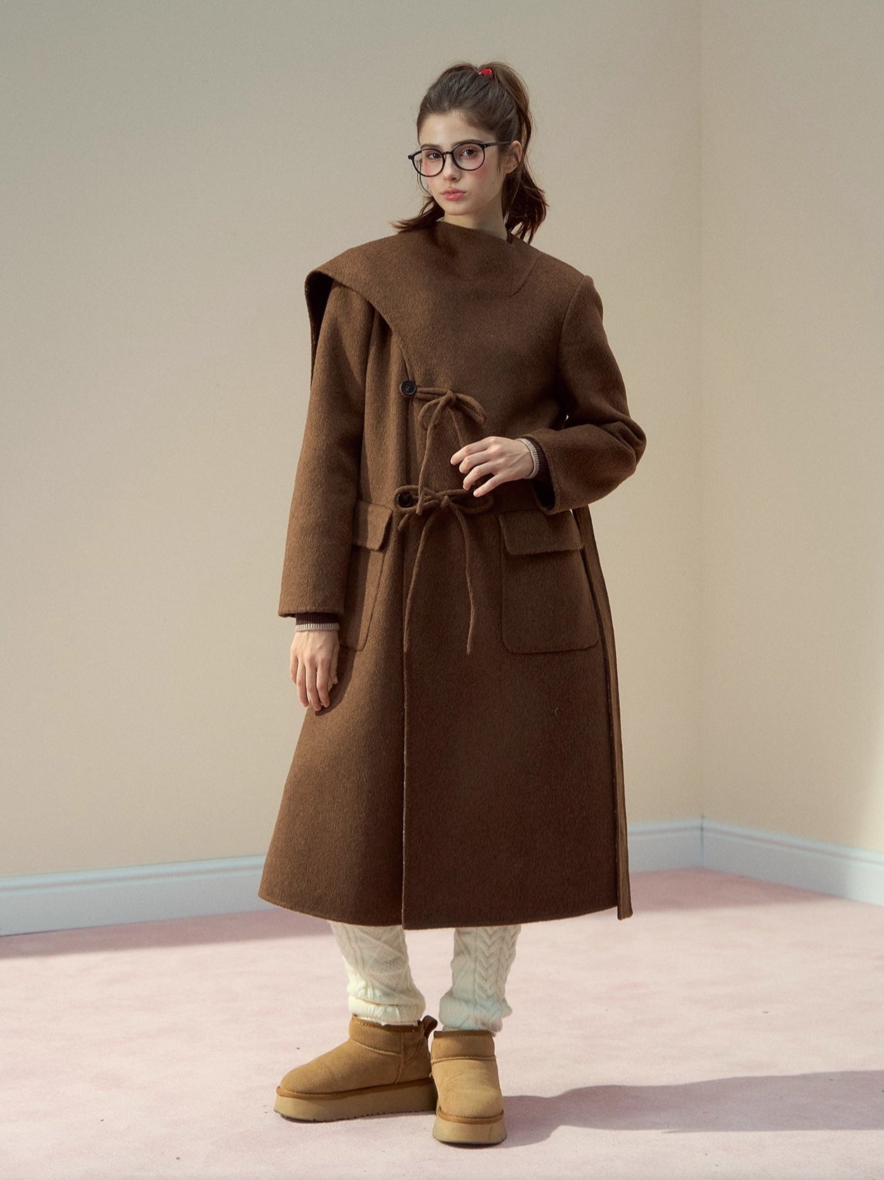 Wool Double-Faced Shawl Coat