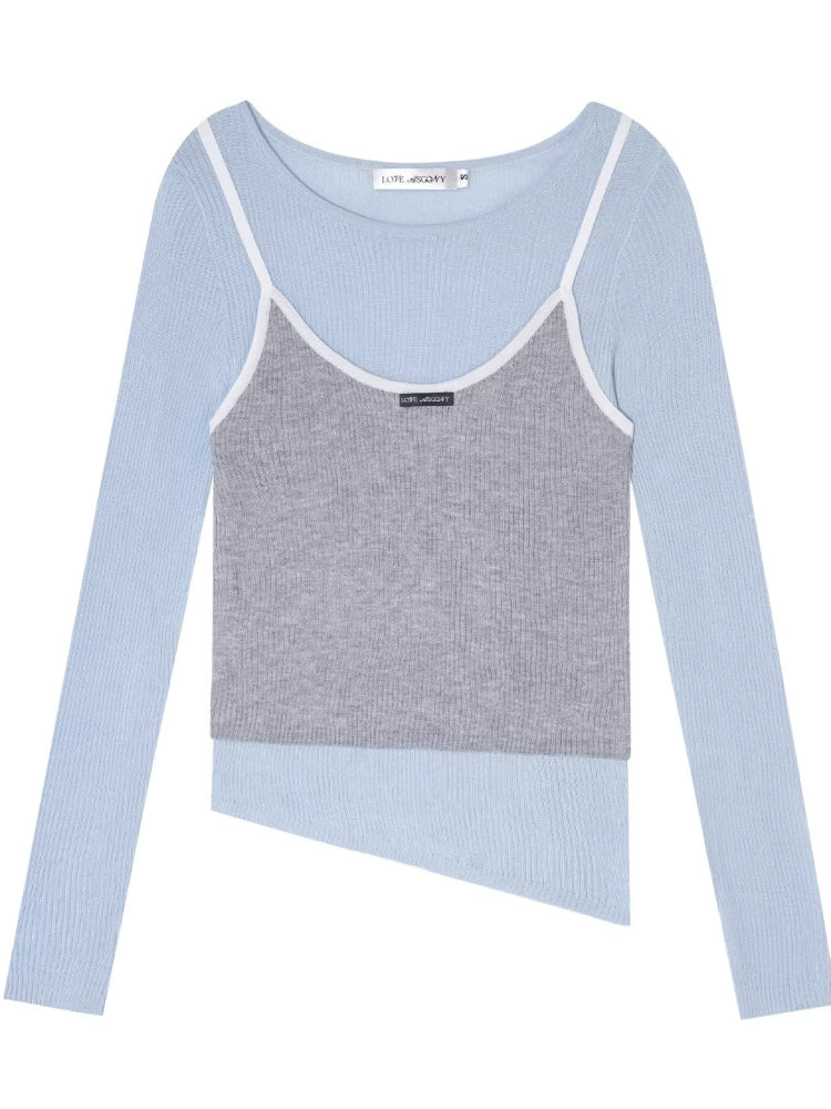 Contrast Layered Knit Top