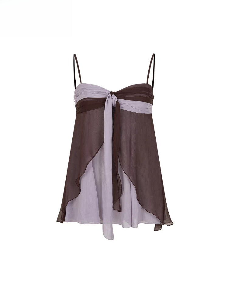 Apricot & Purple Catcher Chiffon Top