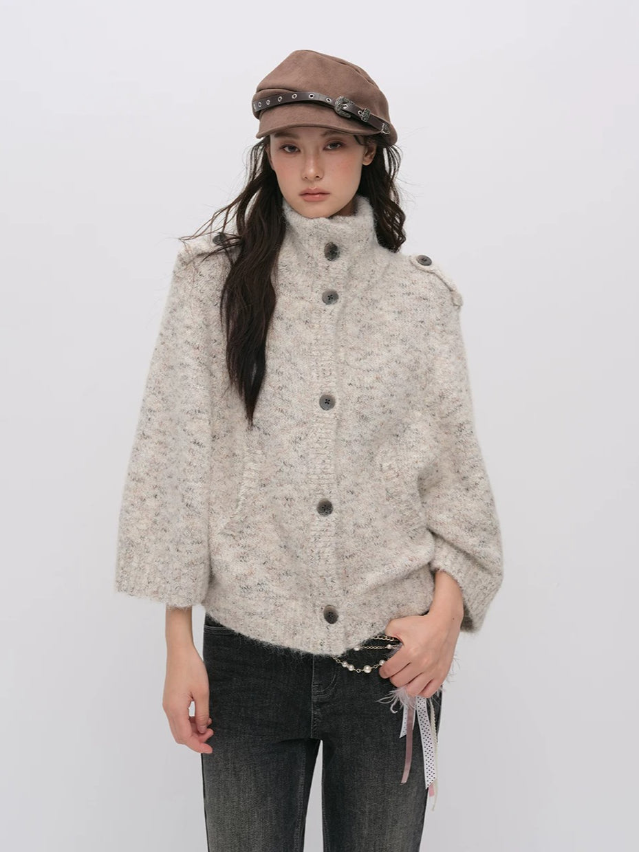 Vintage Mandarin-Collar Cardigan