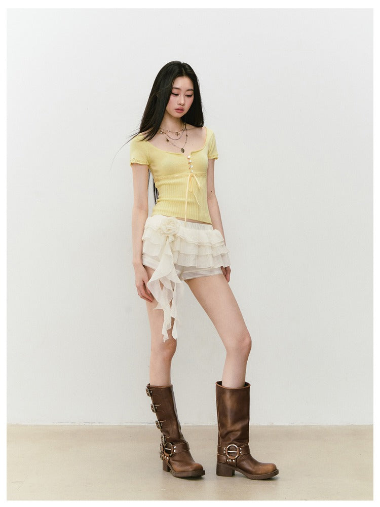 Bowknot Lyocell Knit T-shirt