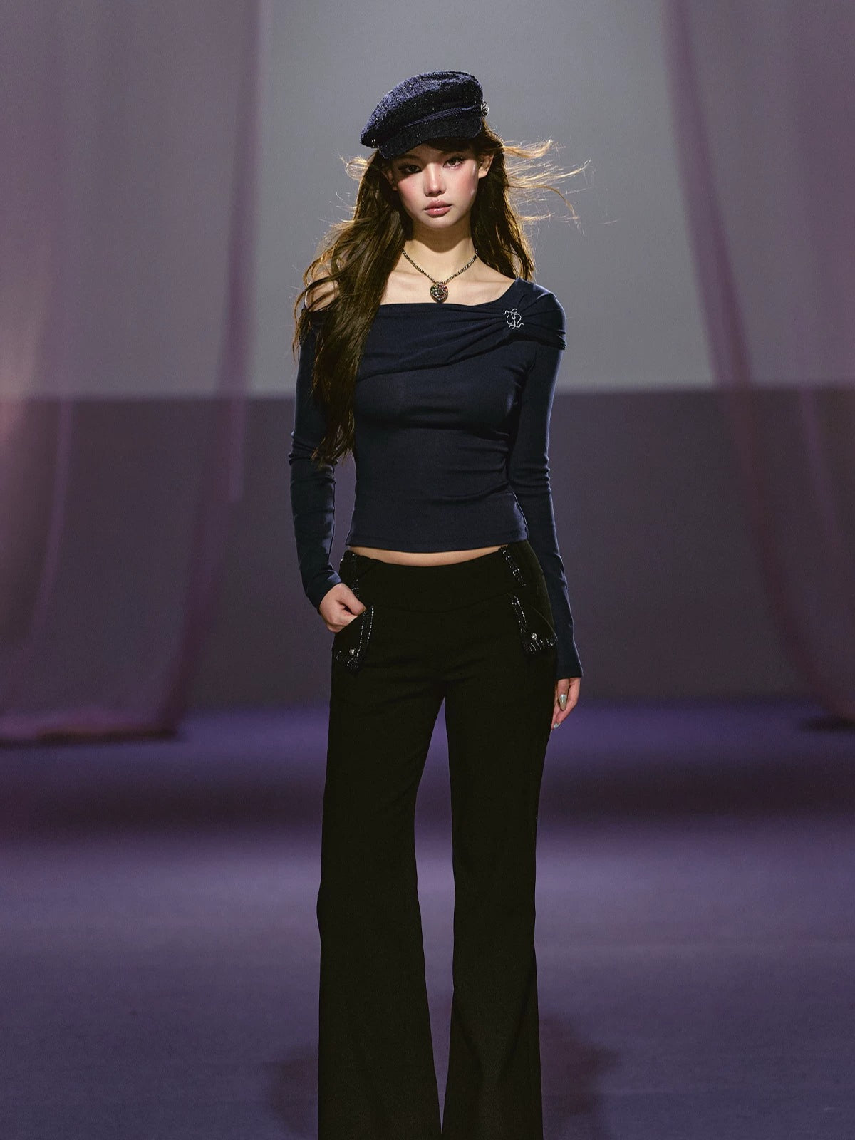 Asymmetrical Embroidered Top
