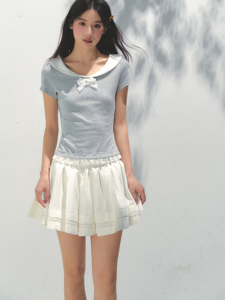 Contrast Color Fake Two-piece Short-sleeve T-shirt