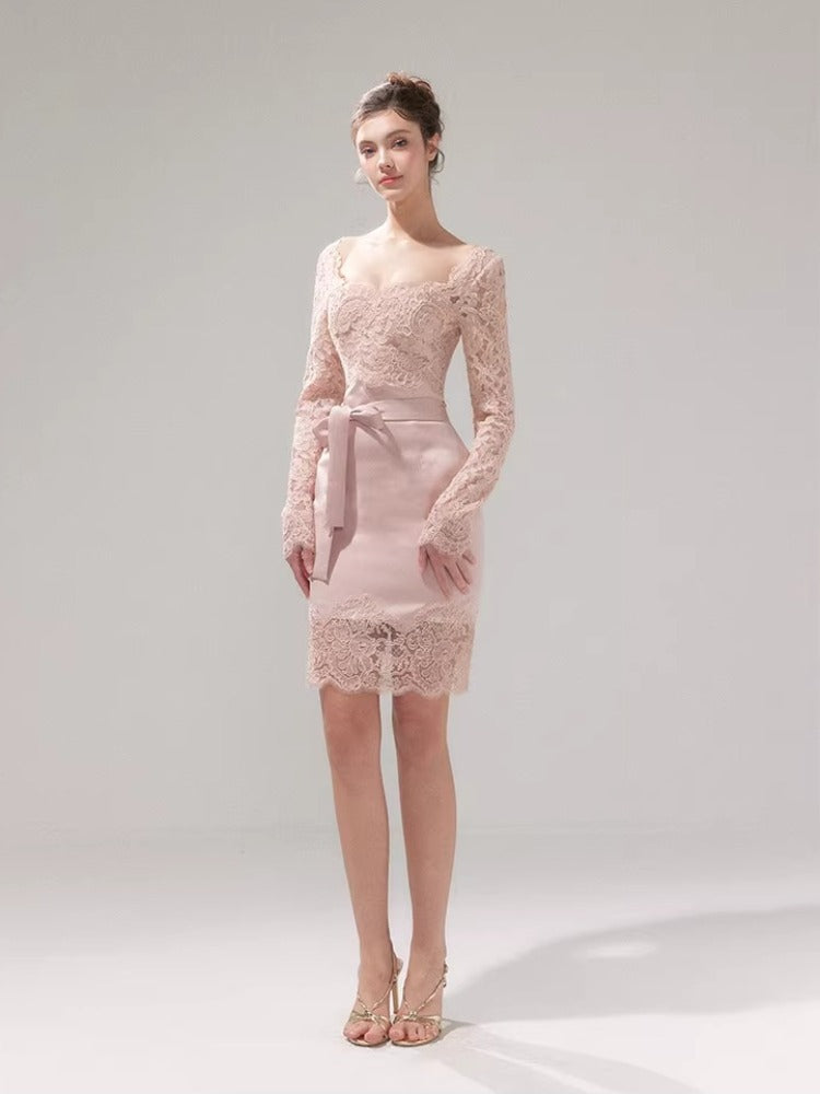 Satin Lace Bodycon Dress