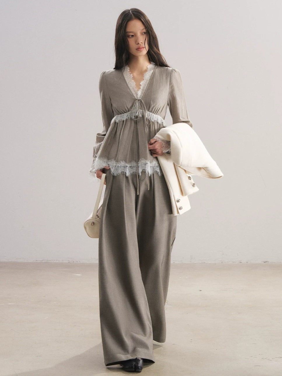 Pleated Wide-Leg Trousers