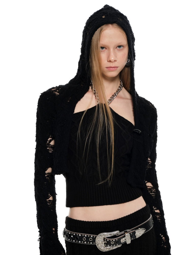 Black & White Chain Knit Tube Top