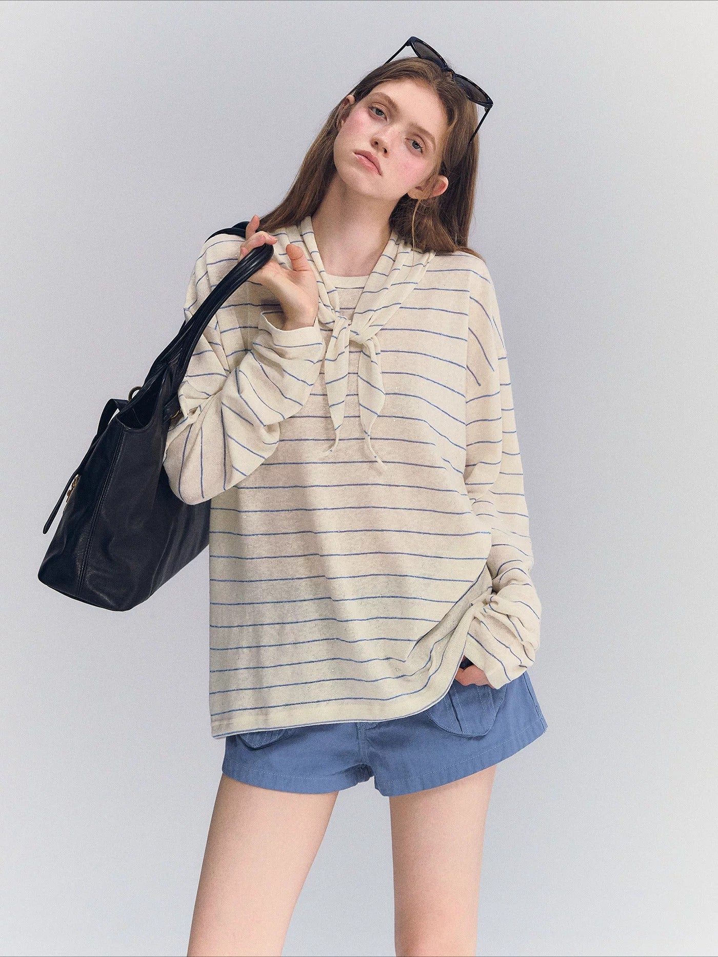 Rhinestone Stripe Long Sleeve Top