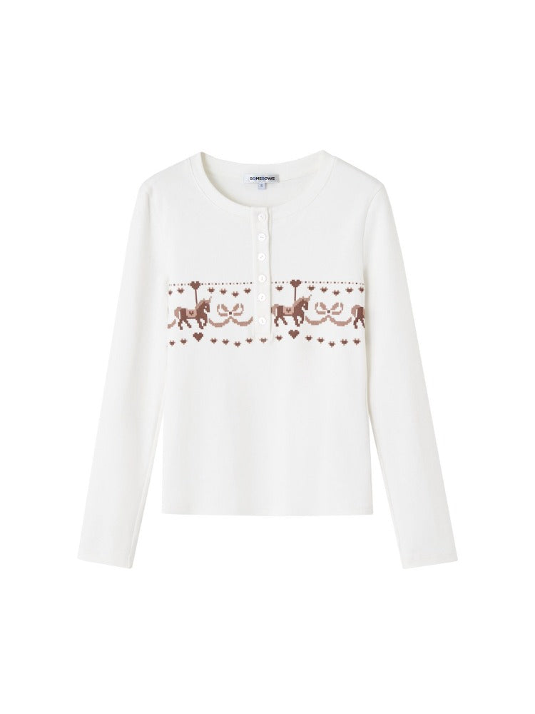 Carousel Print Plush Top