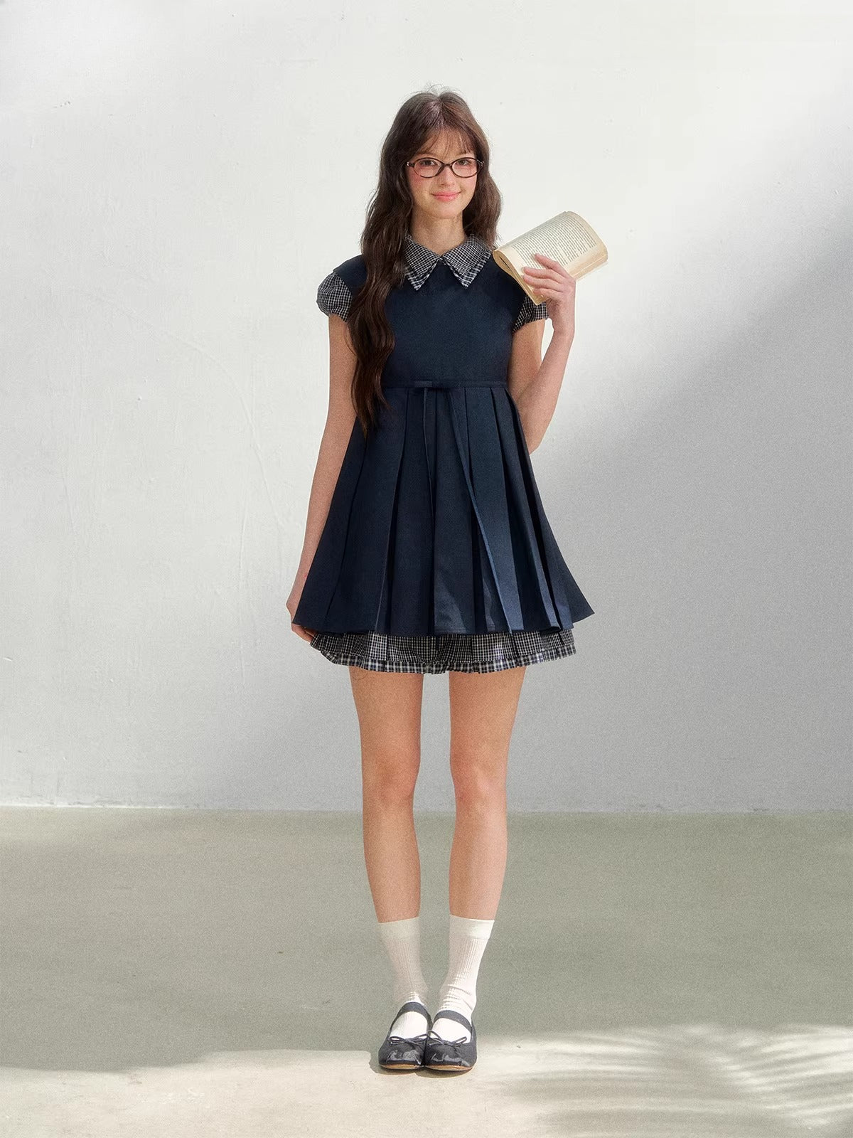 Gray Layered Collar Shirt Dress