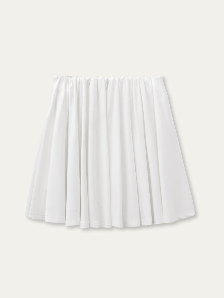 White & Blue Collared Knit Top & Skirt Set