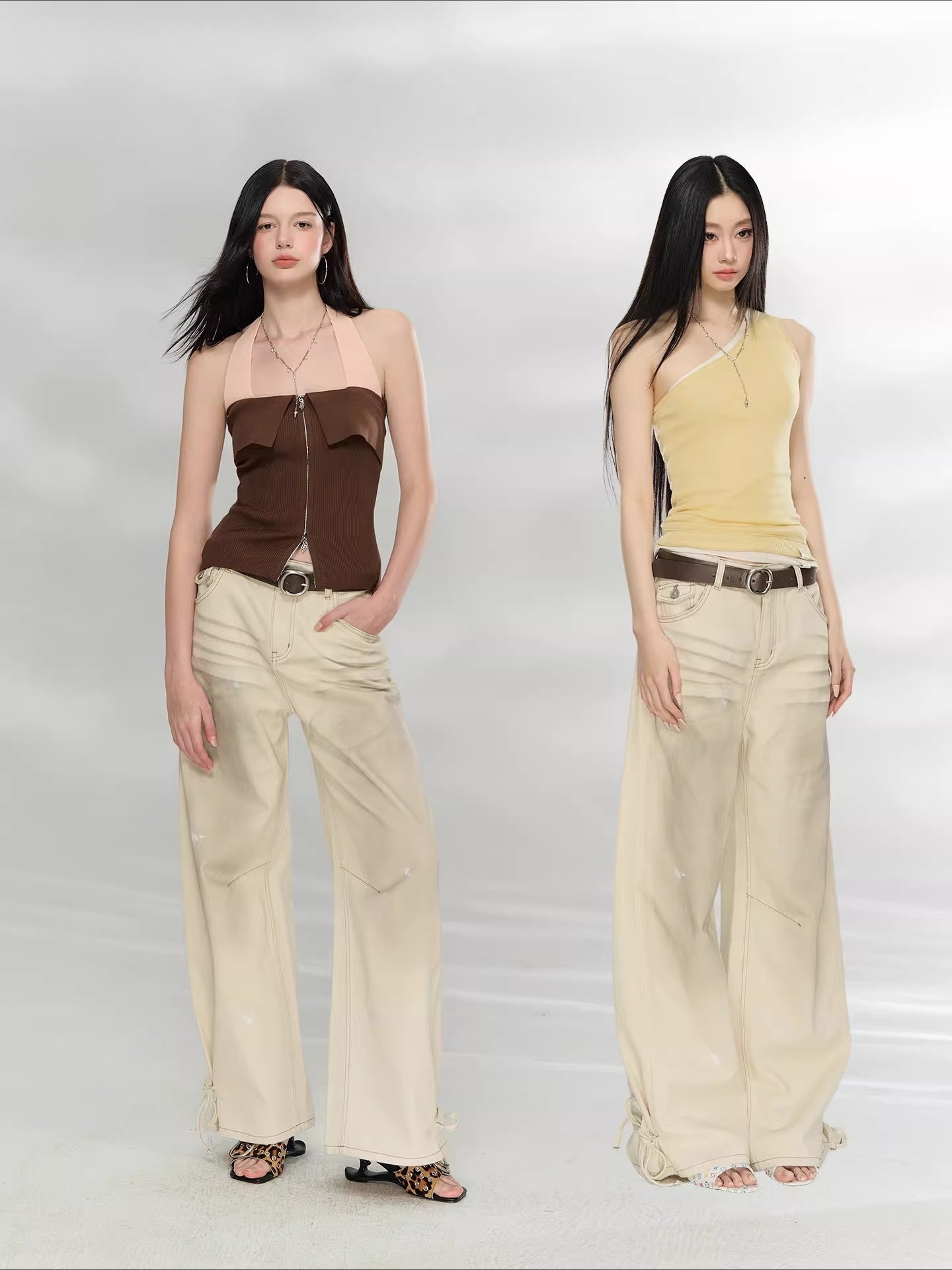 Apricot Washed Denim Pants