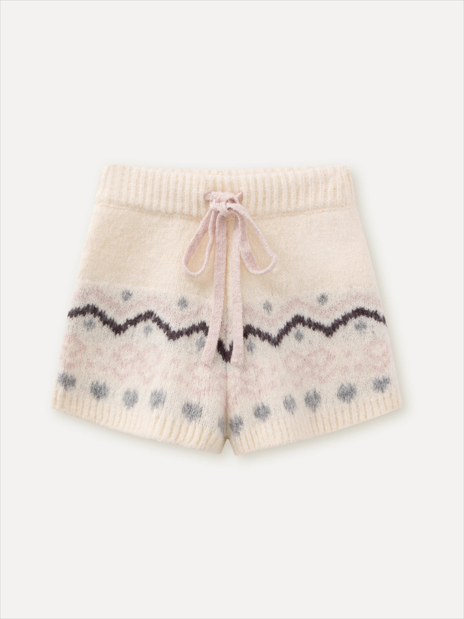 Fair Isle Knit Sweatshirt & Shorts & Scarf Set