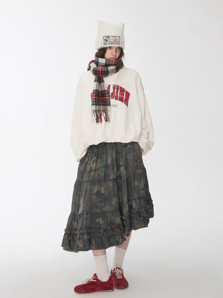 Retro Letter Print Balloon Sweatshirt