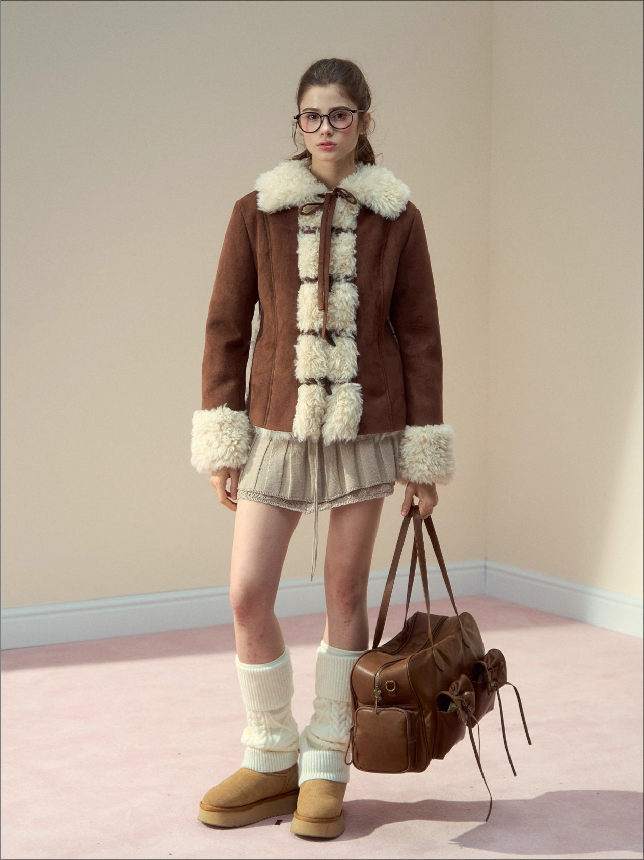 Suede Fleece Toggle Coat