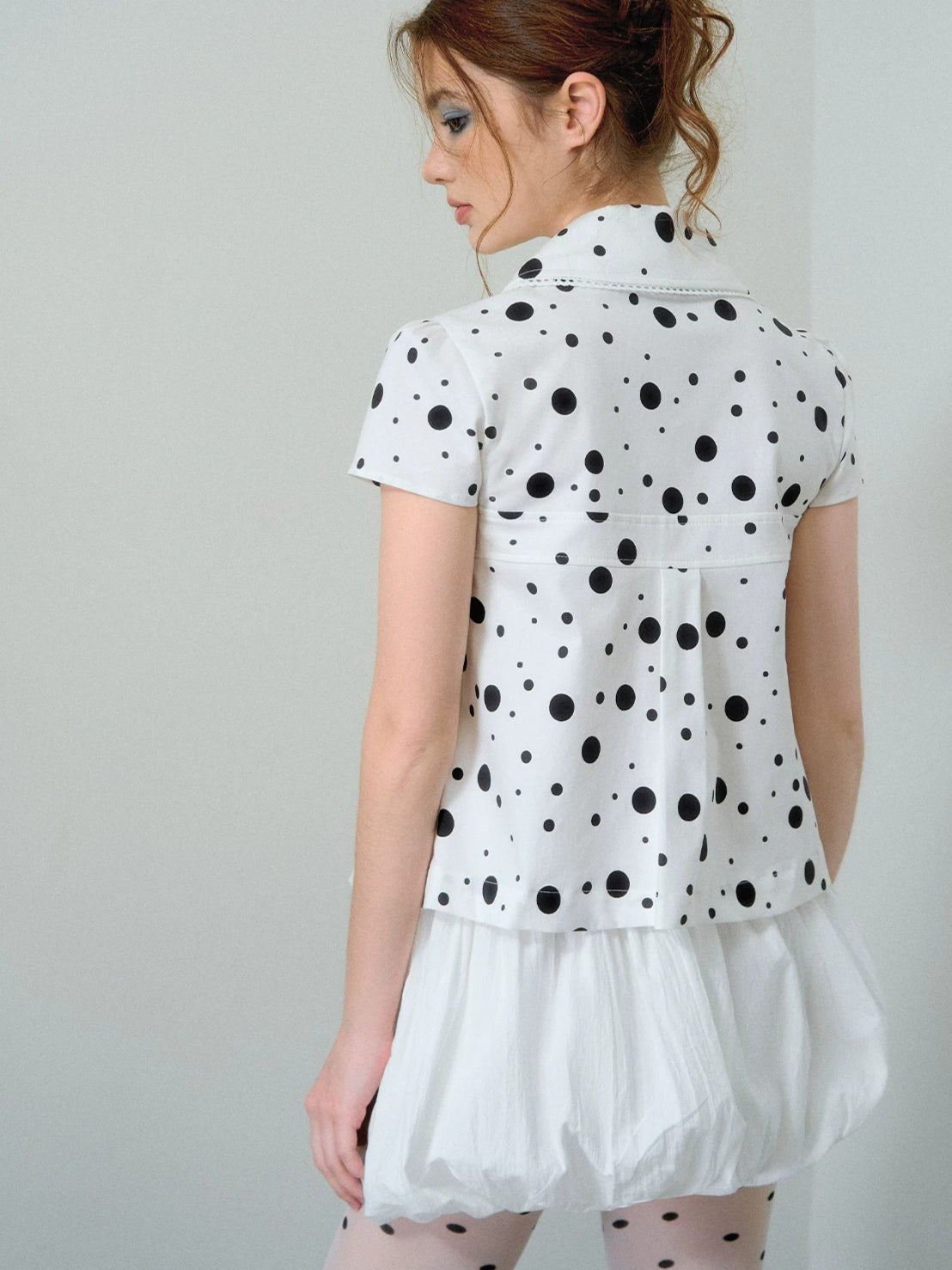 Polka Dot Puff Sleeve Blouse