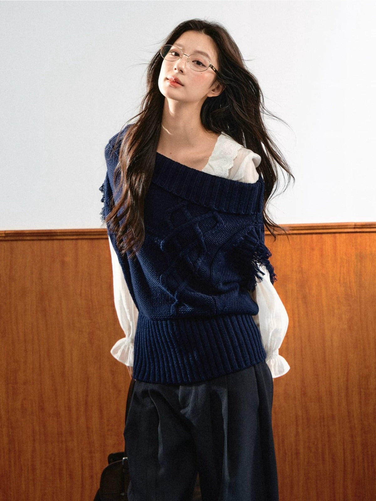 Asymmetric Ribbed Knit Vest