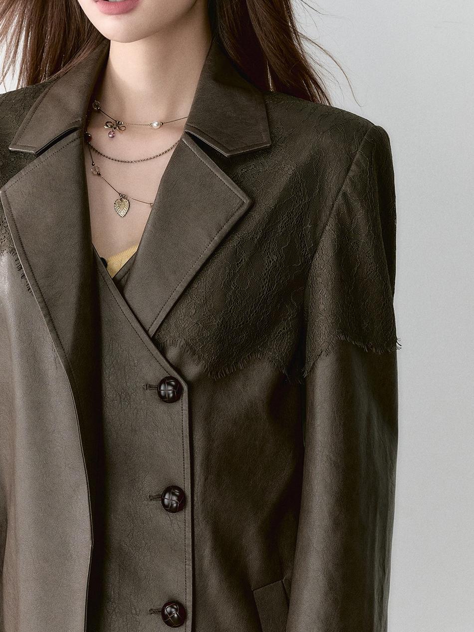 Structured Laced Leather Blazer