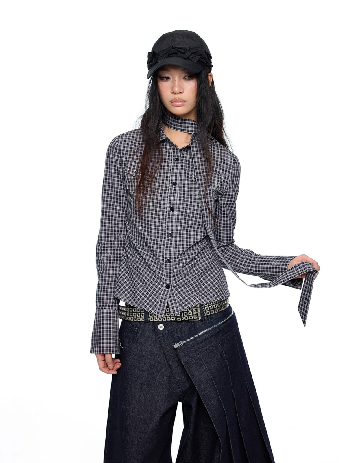 Vintage Plaid Bow Tie Shirt