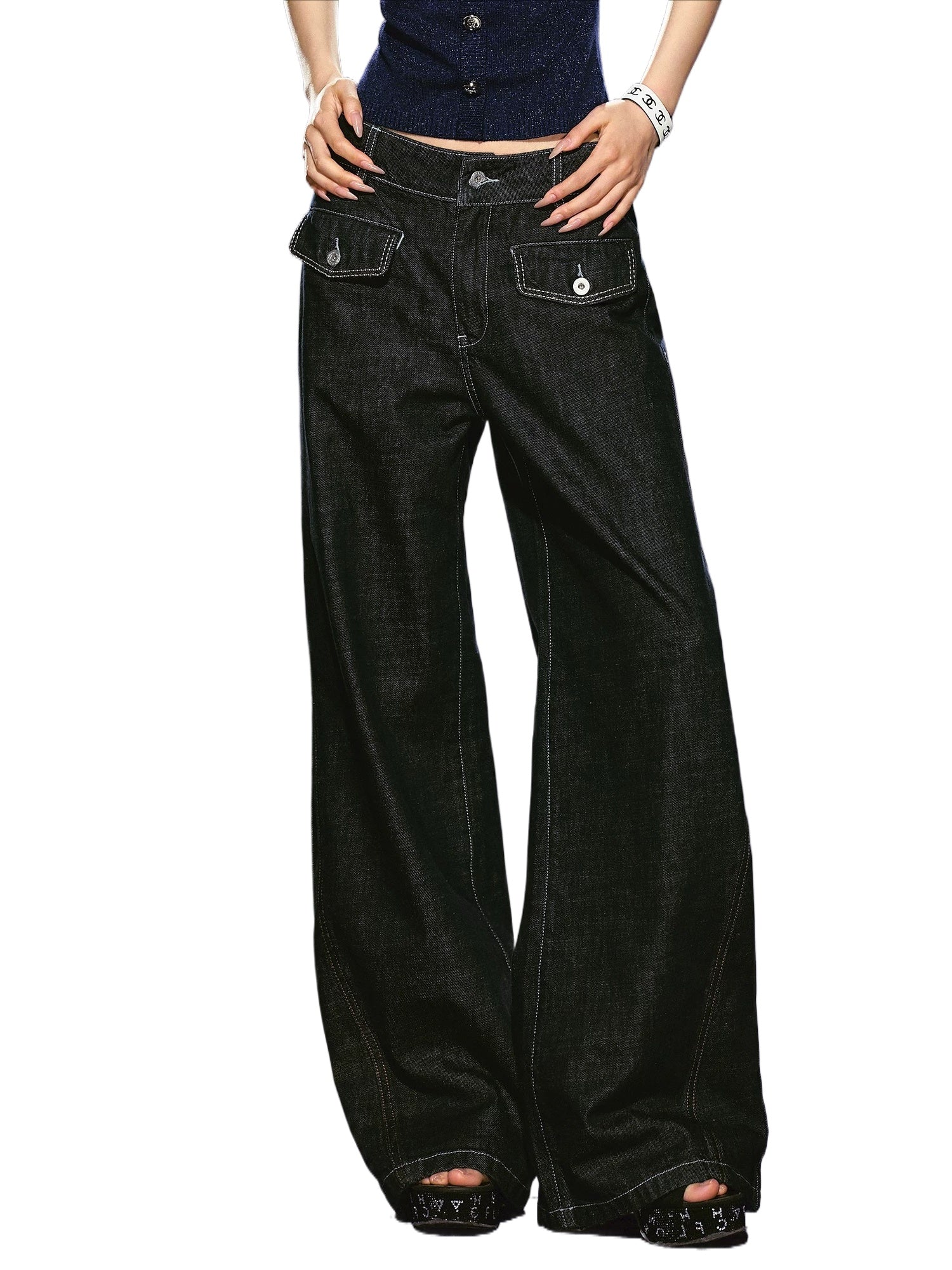 Wide-Leg Denim Trousers