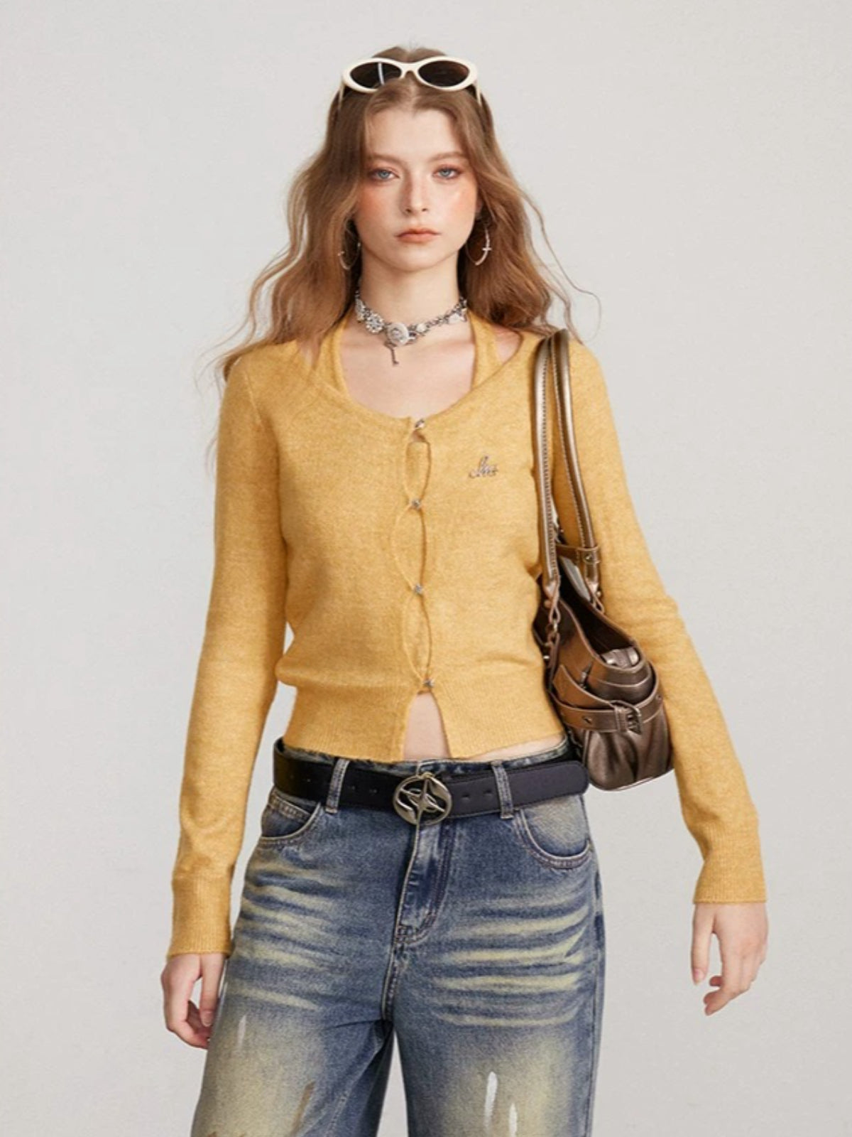 Layered Halter Neck Knit Sweater