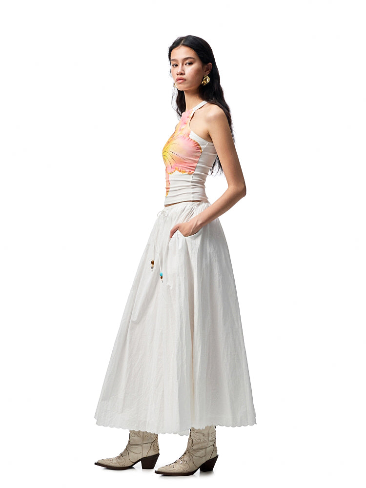 Striped Beaded A-line Skirt