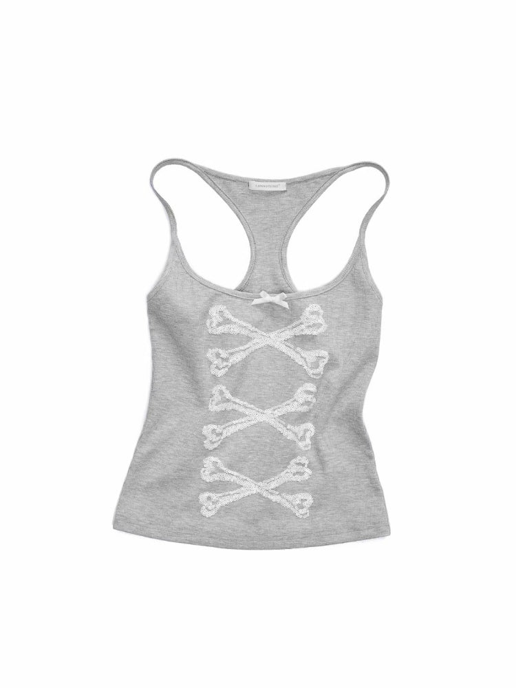 Sequin Bone U-Neck Tank Top