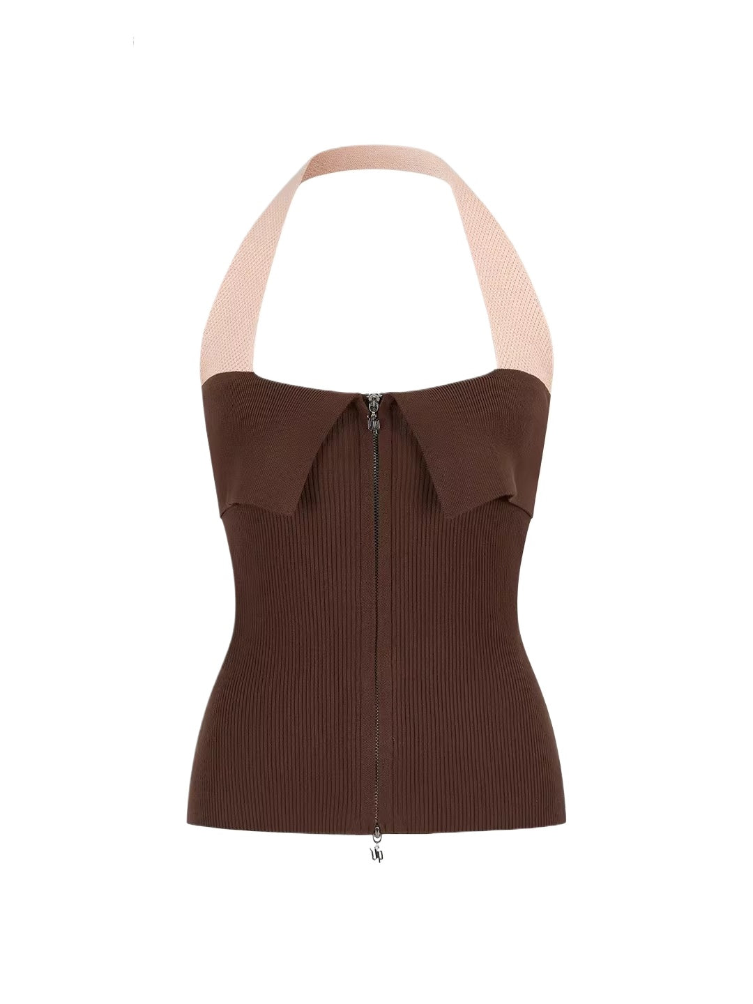 Contrast Zip Halter Top
