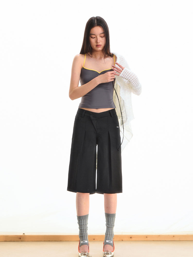 Black Low-Waist Bermuda Shorts