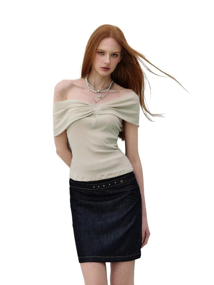 Twist Bardot Ribbed T-Shirt