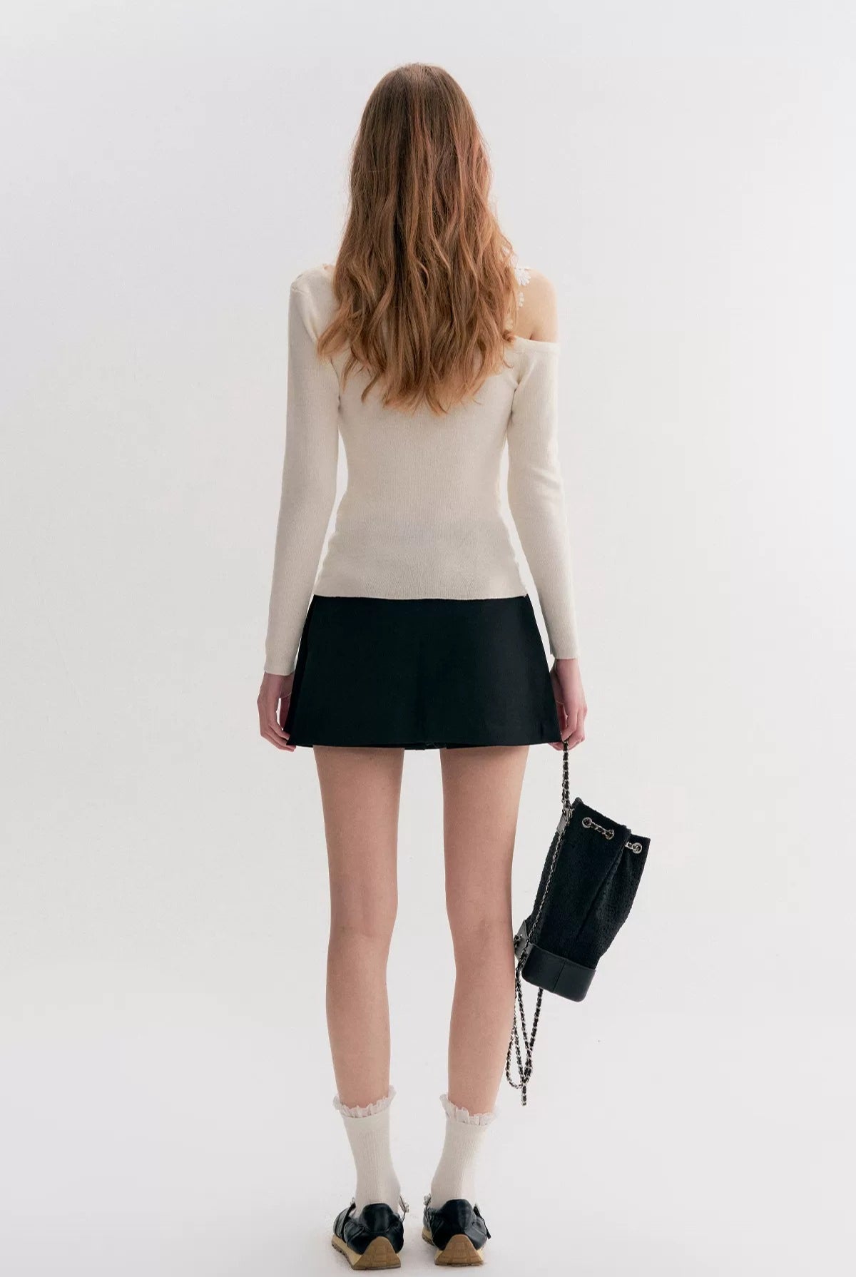 Lace Trim Asymmetric Knit Top