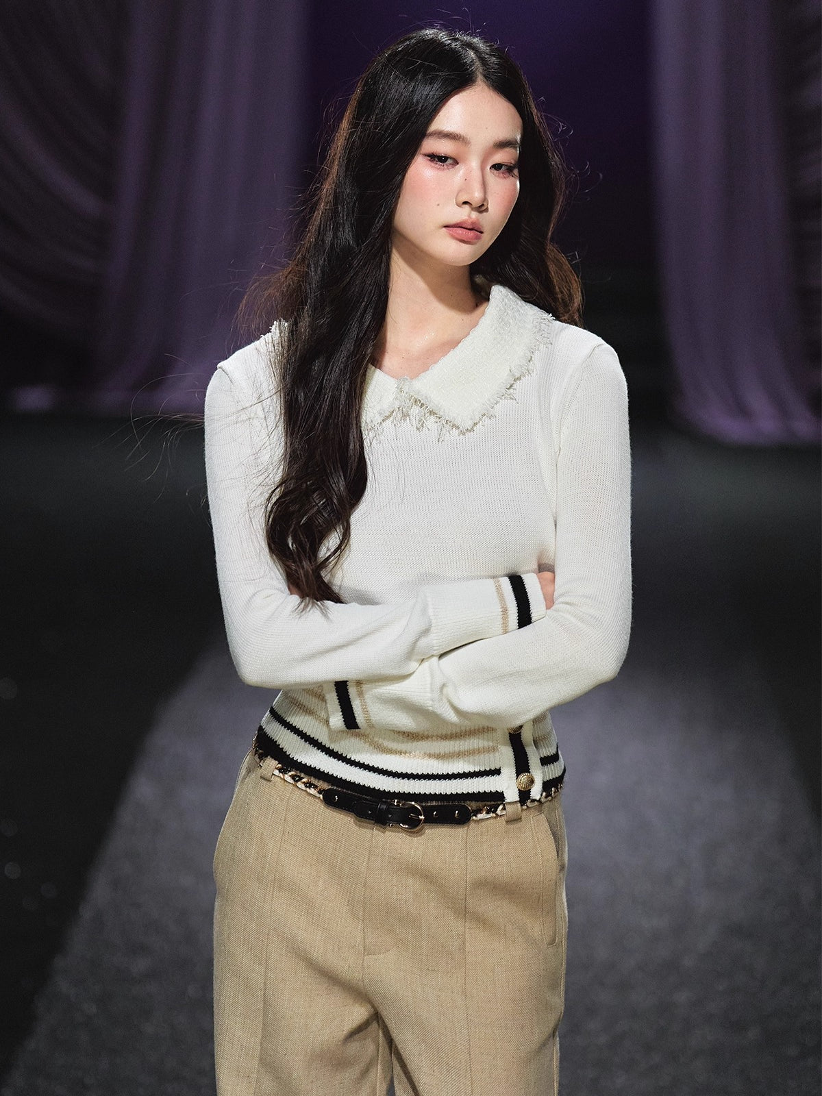 Peter Pan Collar Stripe Sweater