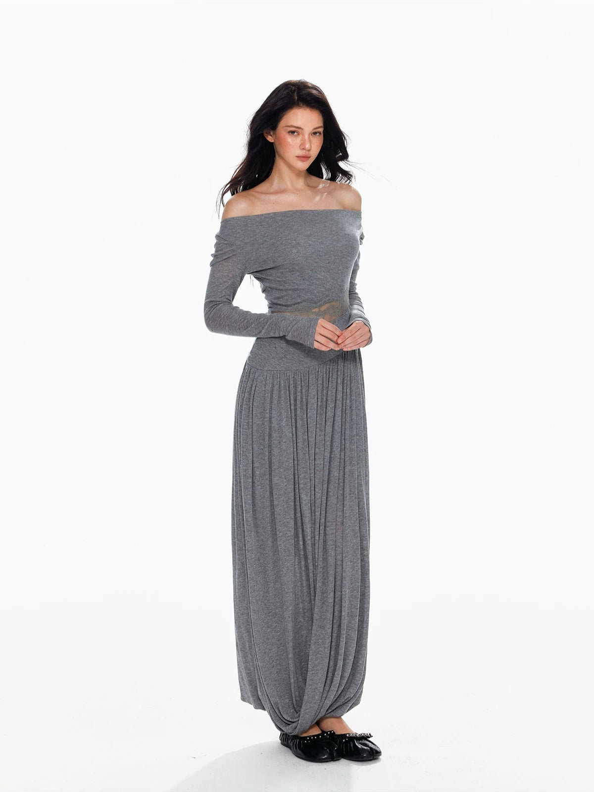 Tencel Wool Lace Waist Knit Dress