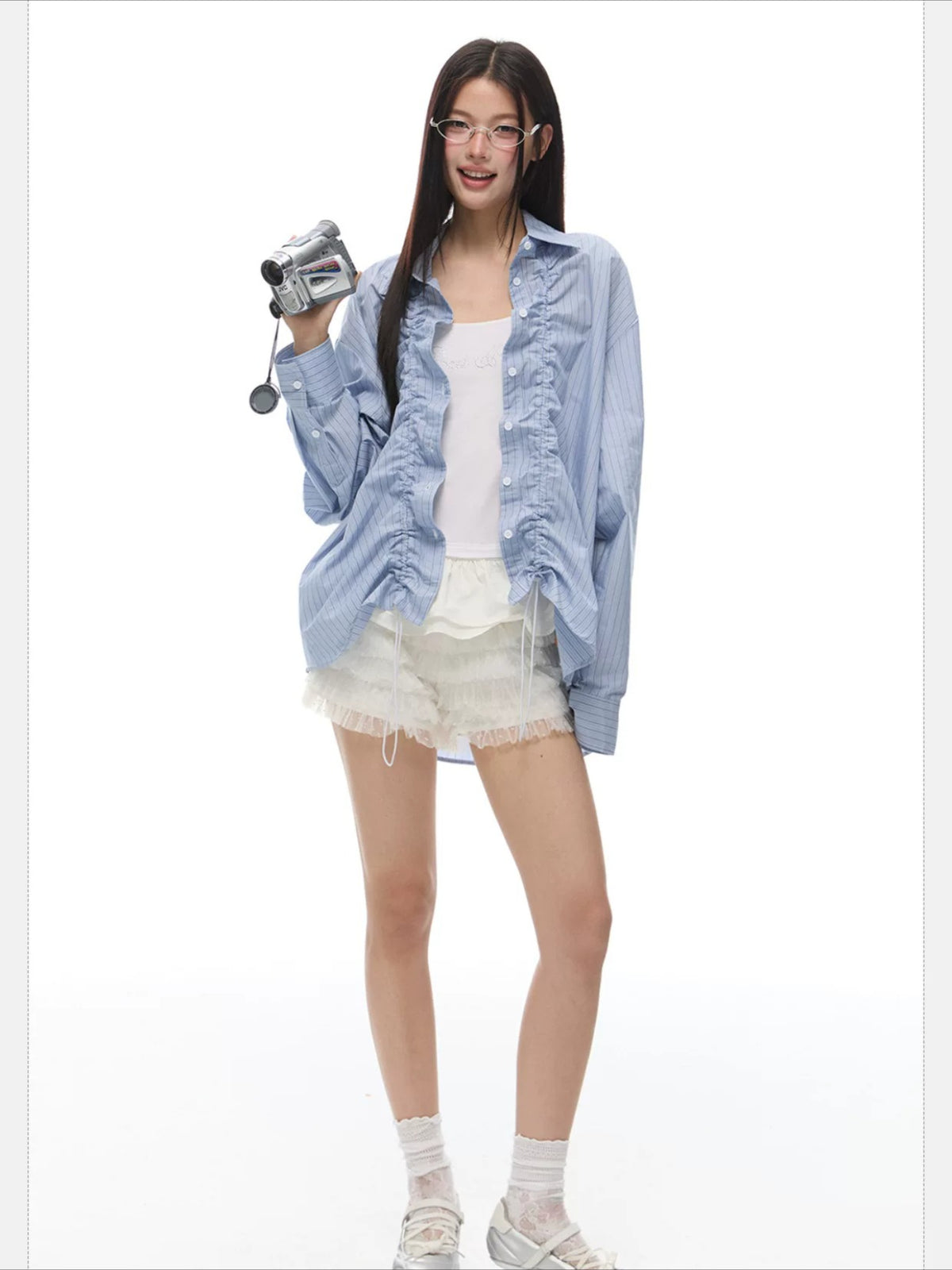 Stripe Drawstring Shirt