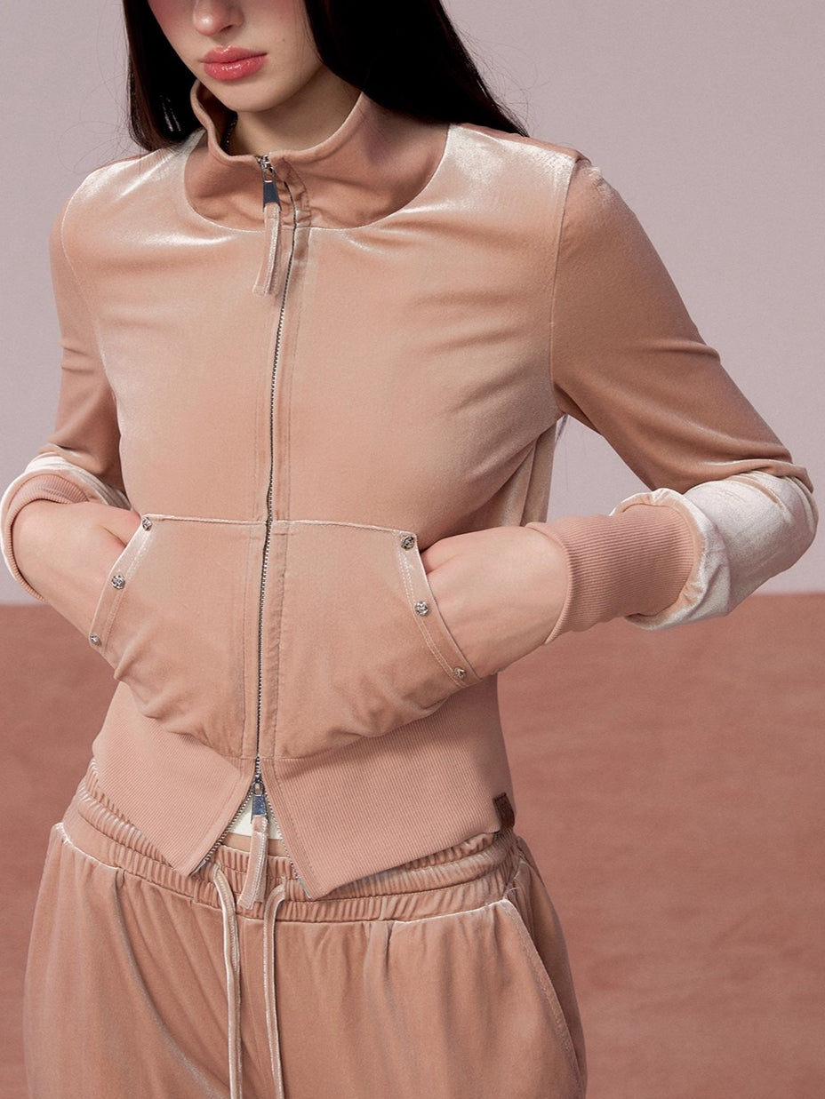 Velvet Sports Sweatshirt & Wide-Leg Pants Set