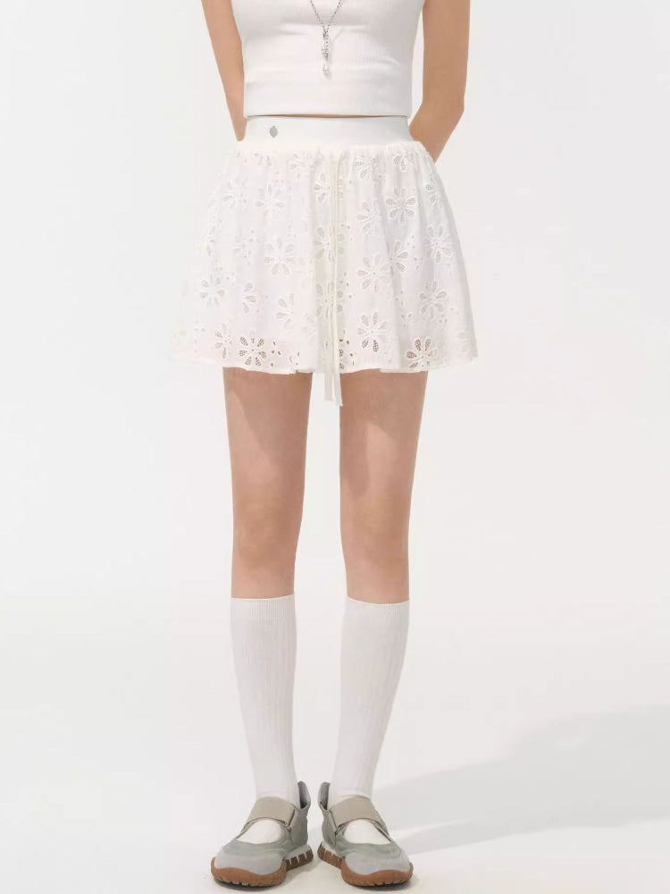 Collar Cut-Out Floral Shirt & Skirt Set