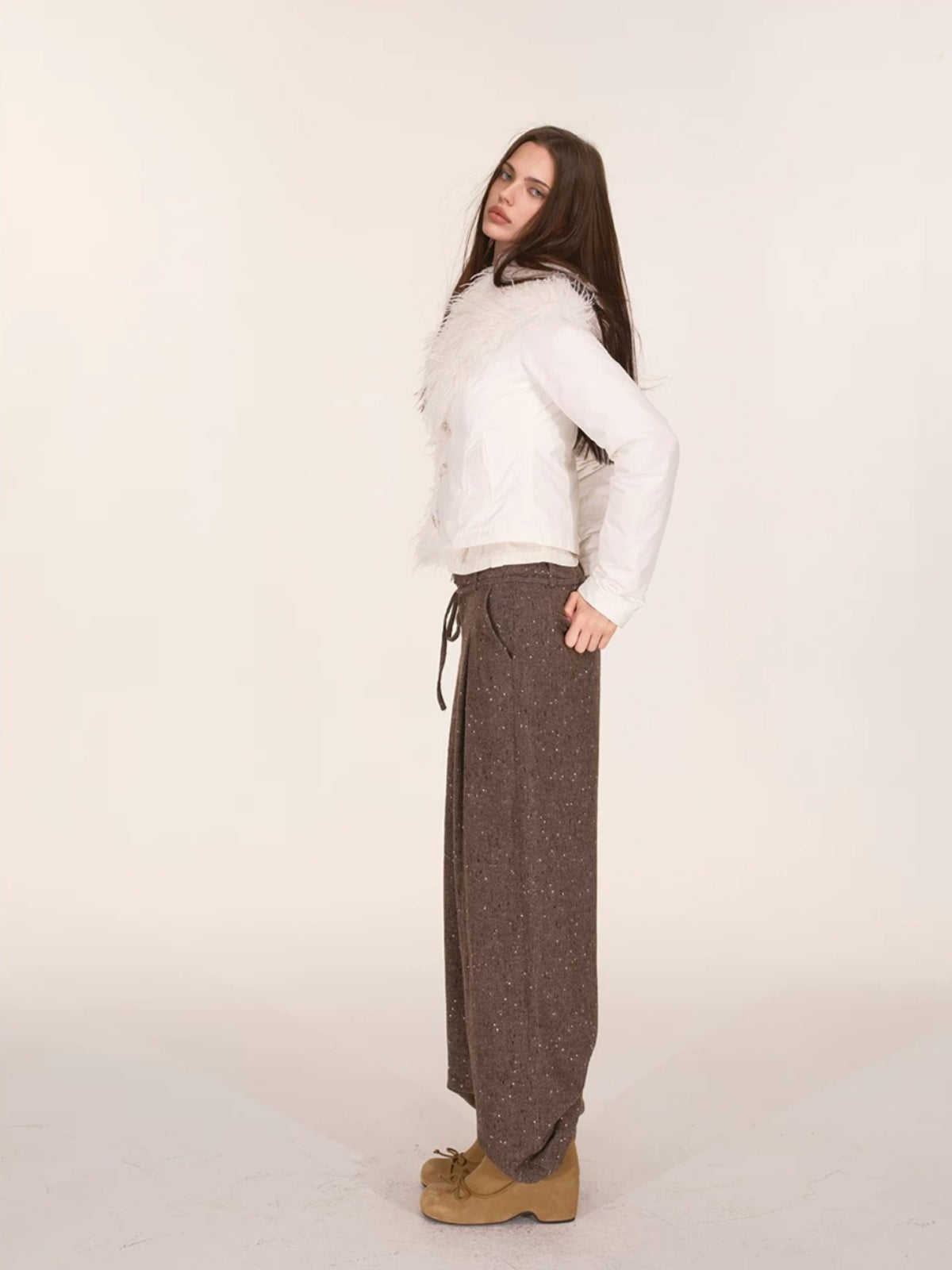 Faux Fur Collar Cropped Down Jacket