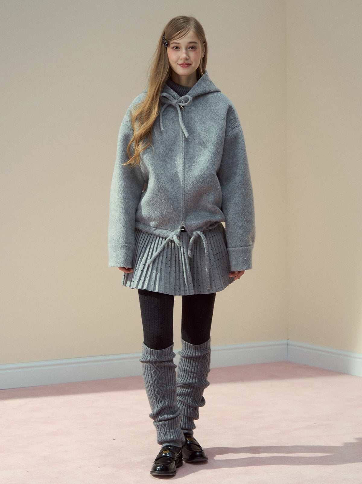 Wool Blend Faux Fur Collar Coat