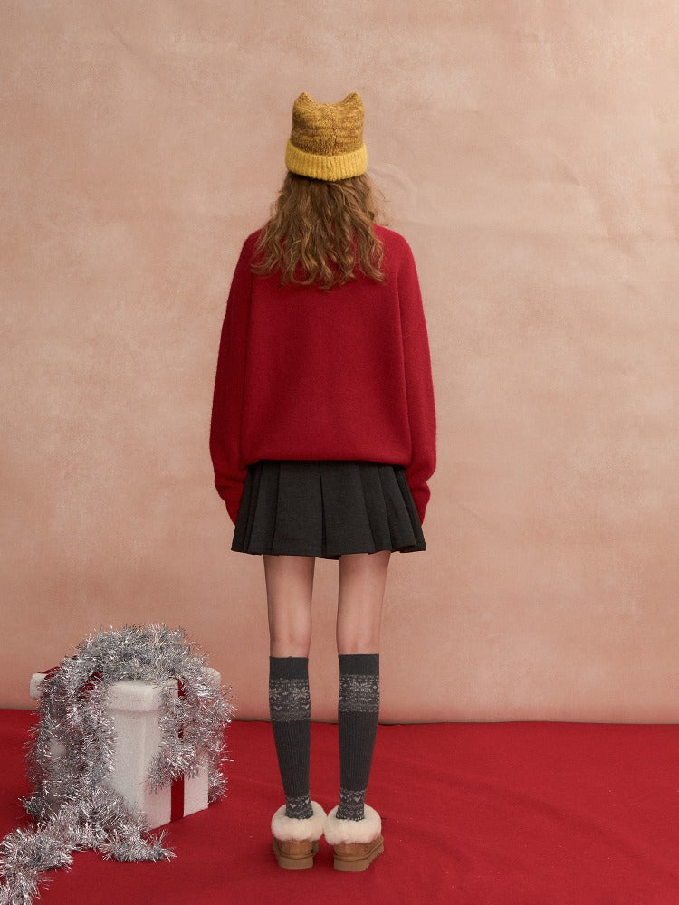 Jacquard Pony Crewneck Sweater