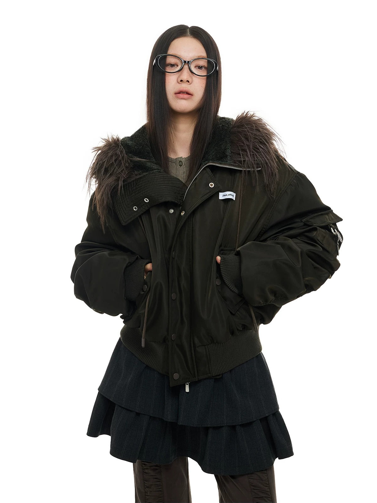 Vintage Hooded Fur Trim Down Jacket