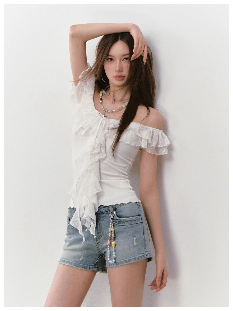 Multilayer Ruffled Ribbon T-shirt