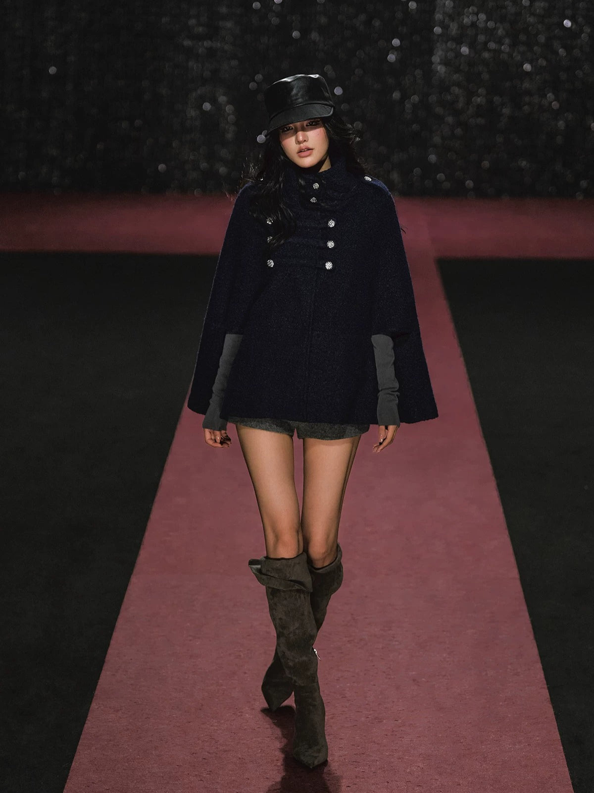 Napoleonic Double-Breasted Stand Collar Cape Coat
