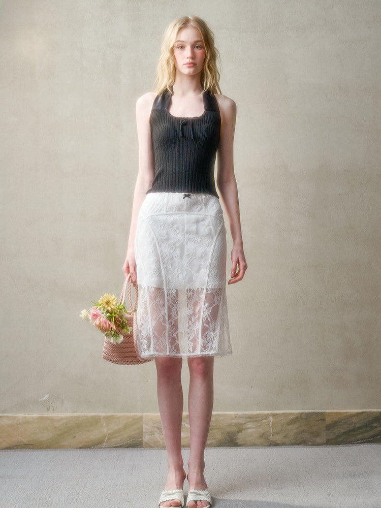 Bow-Halter Knit Camisole