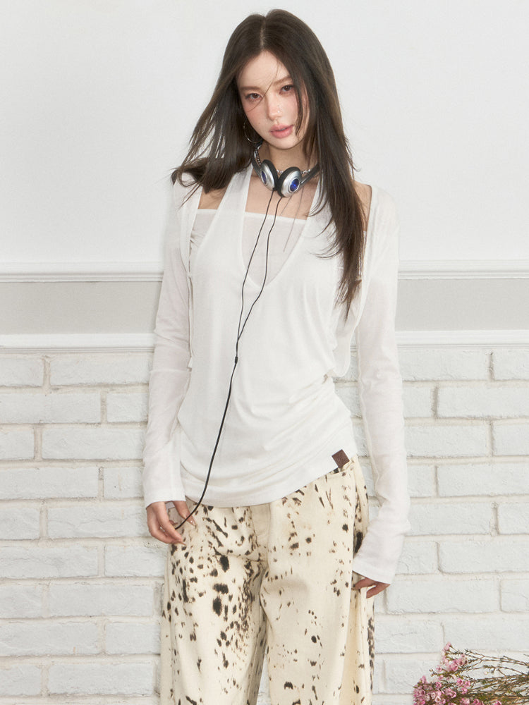 Layered Short Sleeve Pullover Top