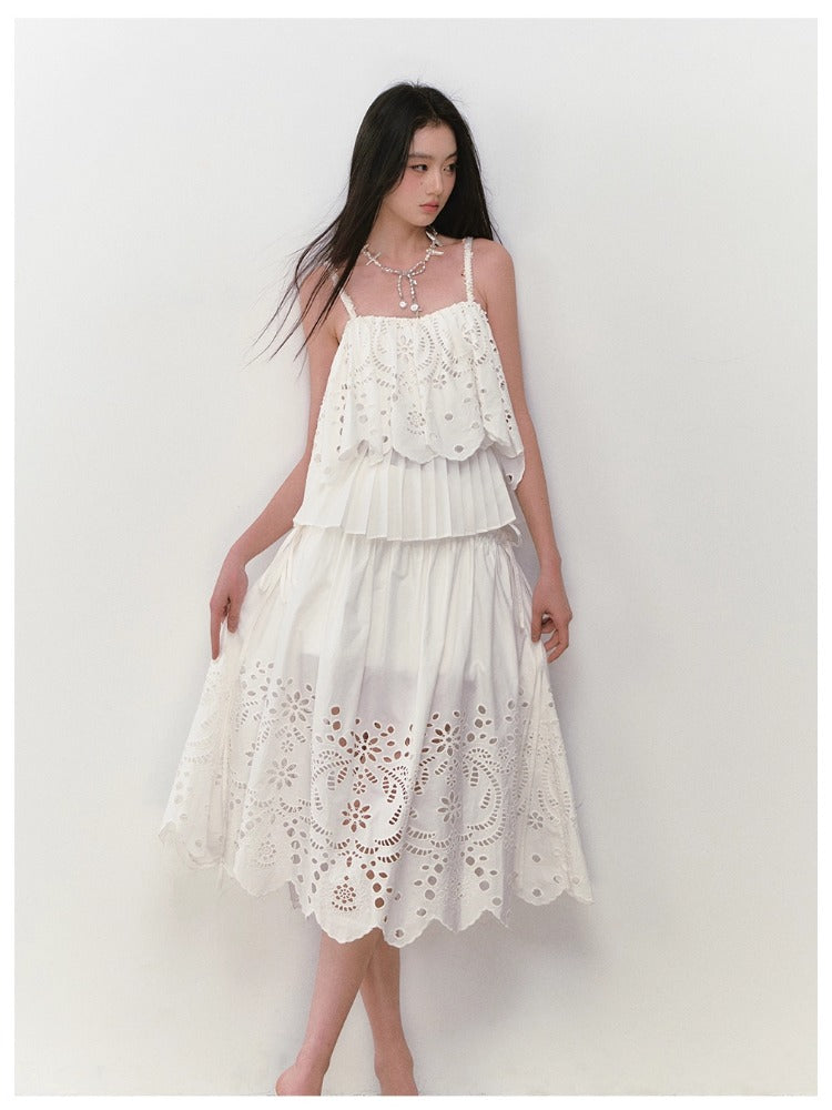 3D Hollow Embroidered Sleeveless T-shirt