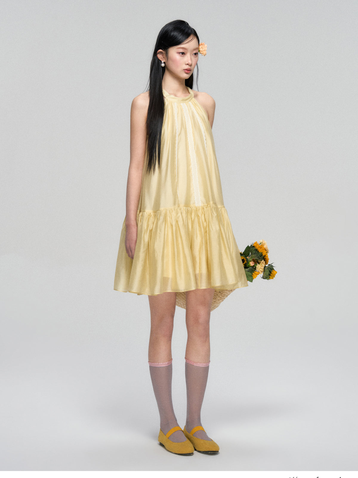 Halter Neck Tencel Lace Beach Dress