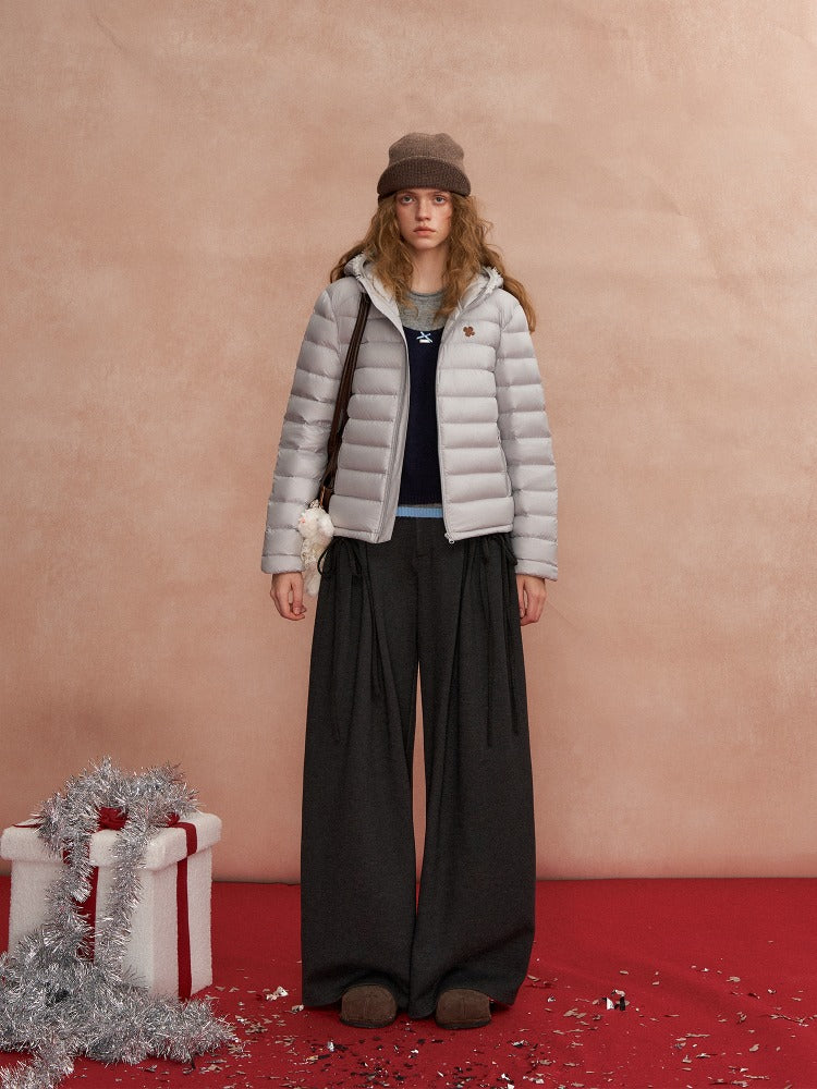 Pleated Bow Wool Pants